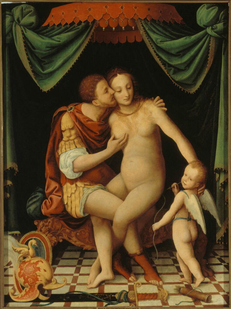Mars and Venus, Attributed to Bernardino Lanino, oil on wood, 16th century
