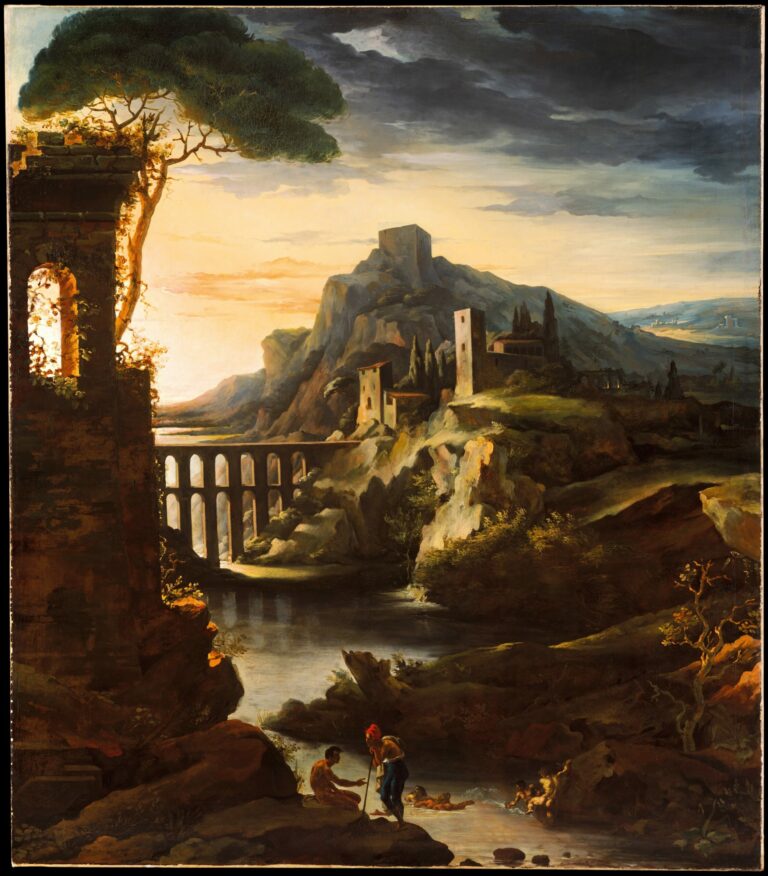 Evening: Landscape with an Aqueduct by Théodore Géricault, 1818
