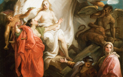 Le temps dévoile la vérité, par Pompeo Batoni, vers 1740-1745
