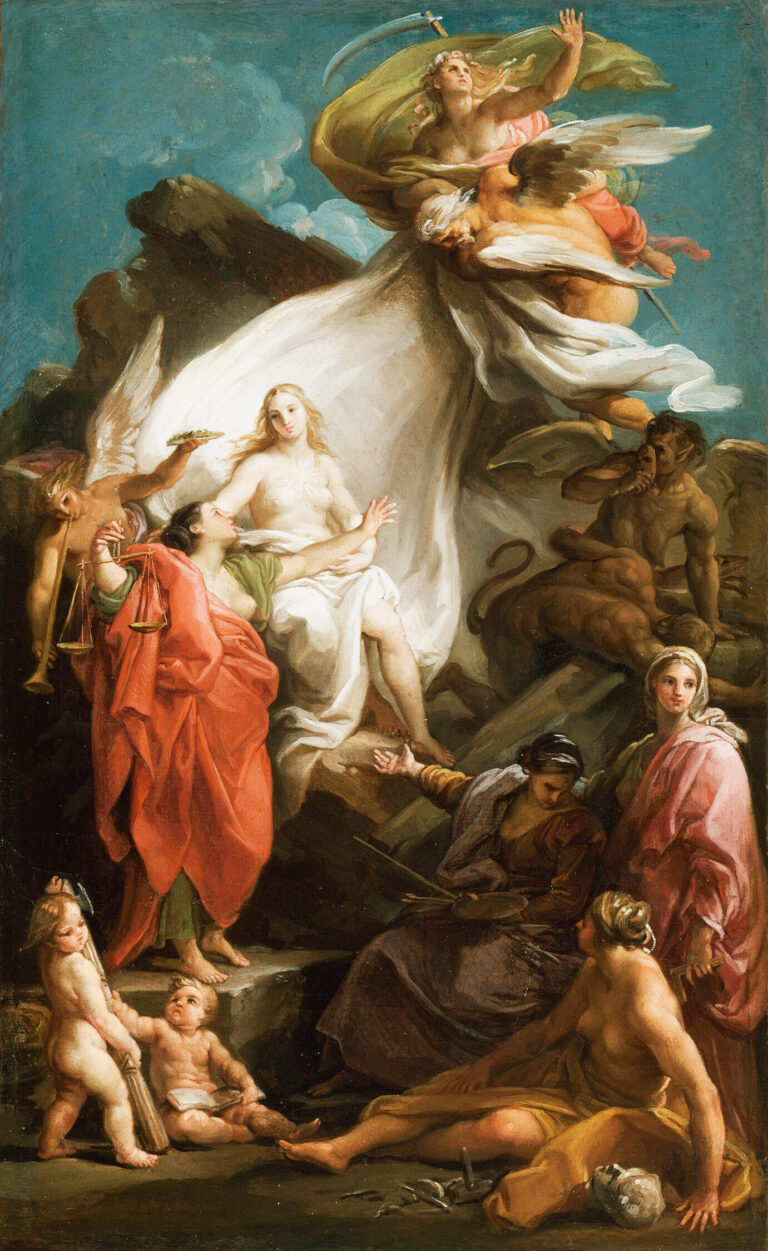 Le temps dévoile la vérité, par Pompeo Batoni, vers 1740-1745