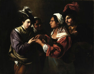 Bartolomeo Manfredi, La Diseuse de bonne aventure, vers 1616-1617