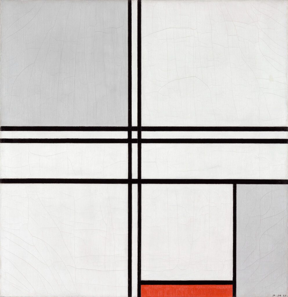 Composition (n° 1) Gris-Rouge, par Piet Mondrian, en 1935