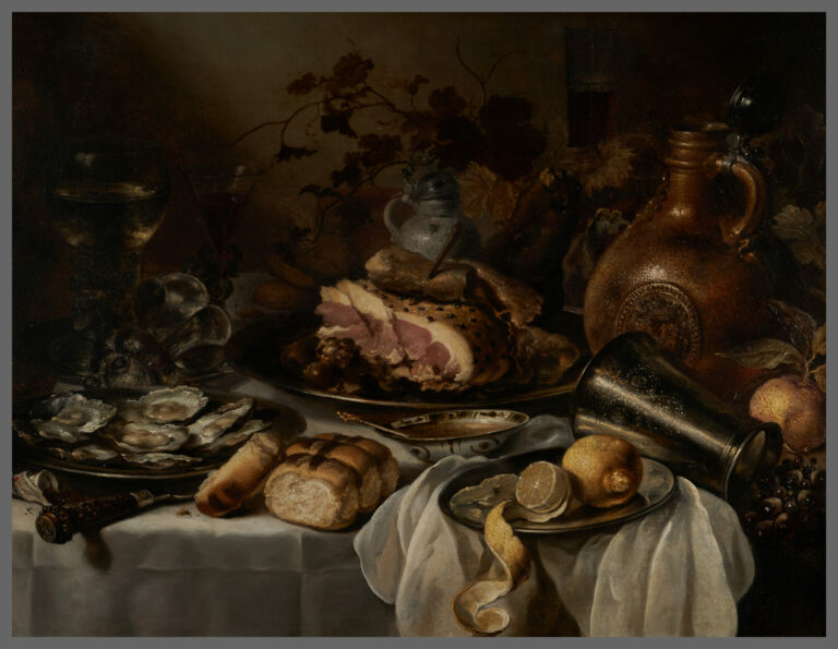 Nature morte au jambon, par Pieter Claesz, ca. 1640/1649