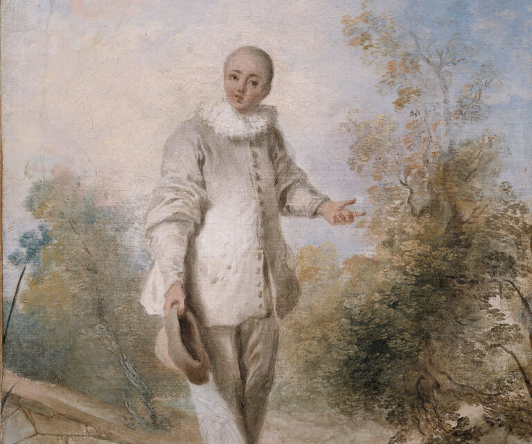 Pierrot debout dans un paysage, Ecole française, 18e siècle