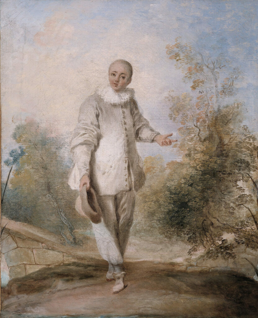 Pierrot debout dans un paysage, Ecole française, 18e siècle