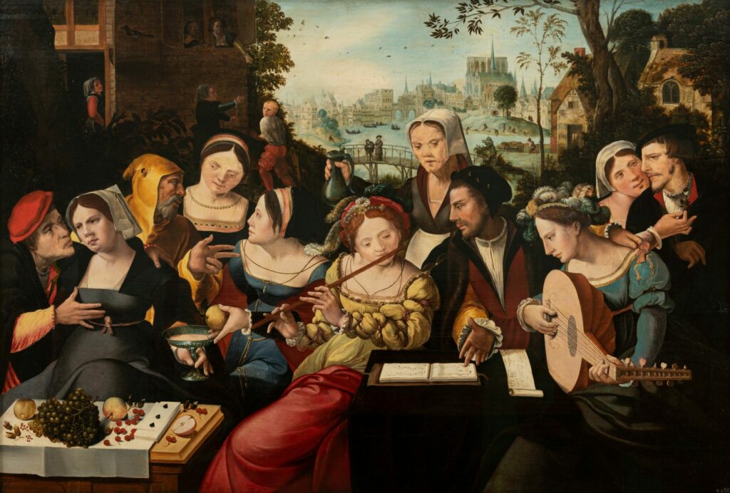 L'Enfant prodigue chez les courtisanes (ou Allégorie des cinq sens, ou Le Concert), Ecole flamande, vers 1530