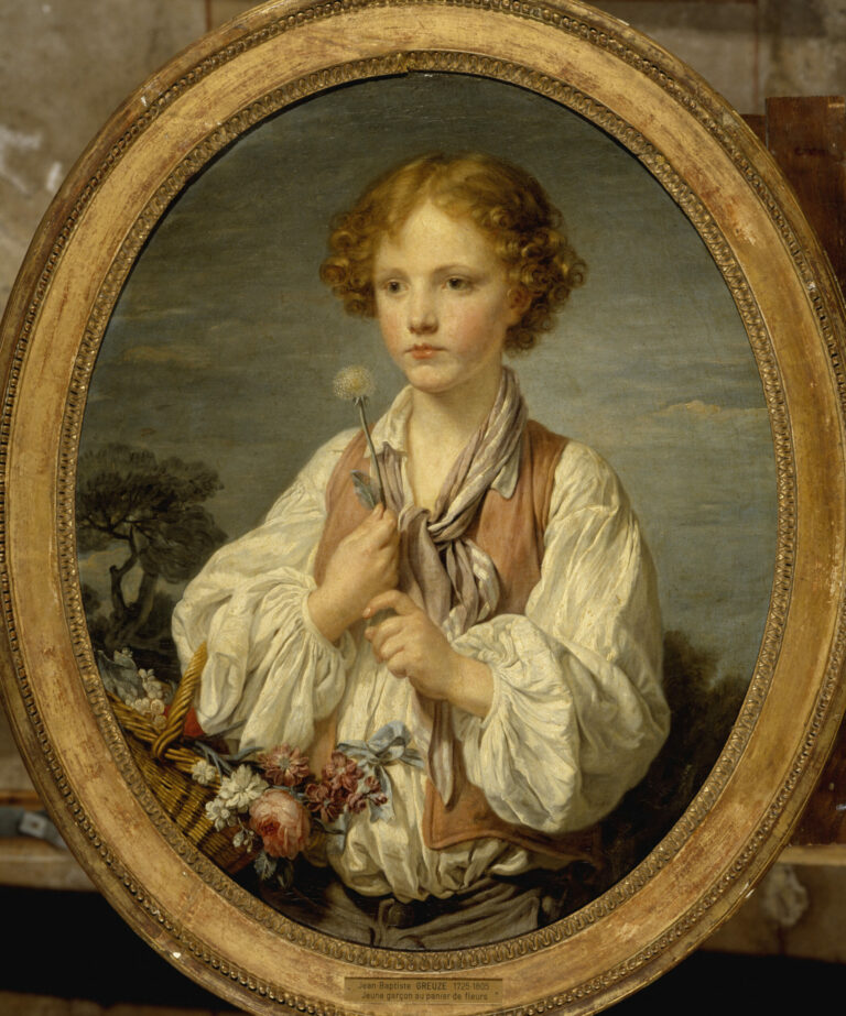 Jeune berger qui tente le sort pour savoir s'il est aimé de sa bergère, par Jean-Baptiste Greuze