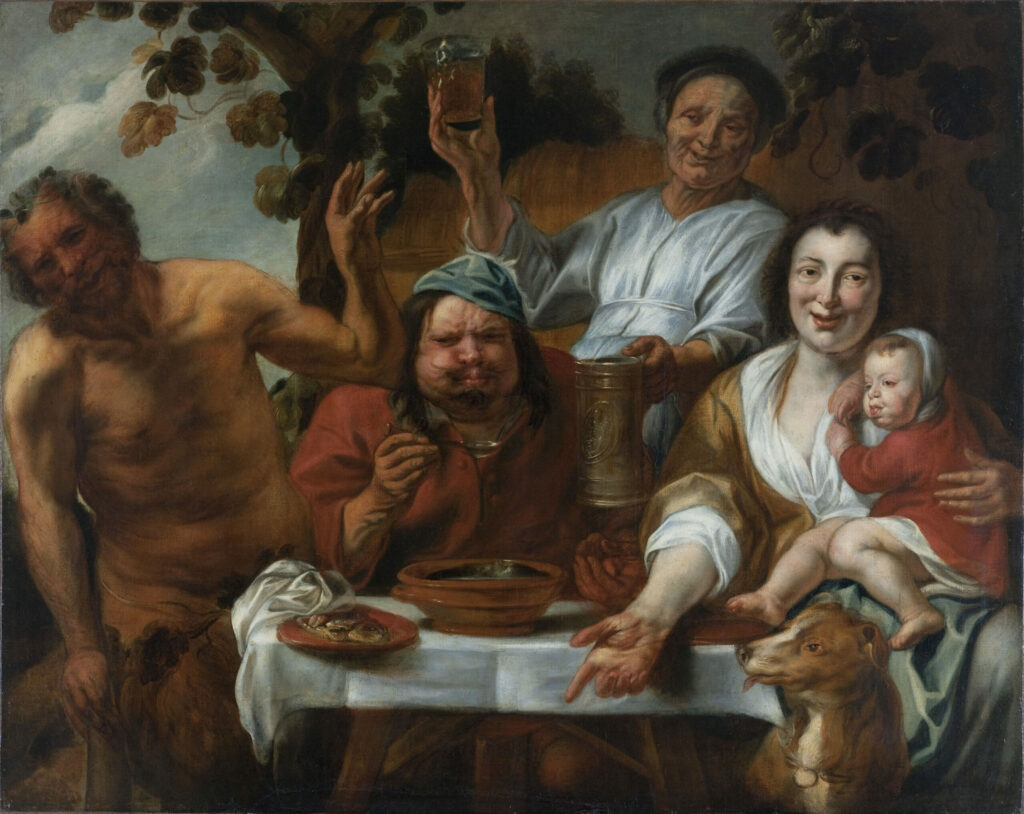 Le satyre et le paysan, copie d'Atelier de Jacob Jordaens, ca. 1644/1645