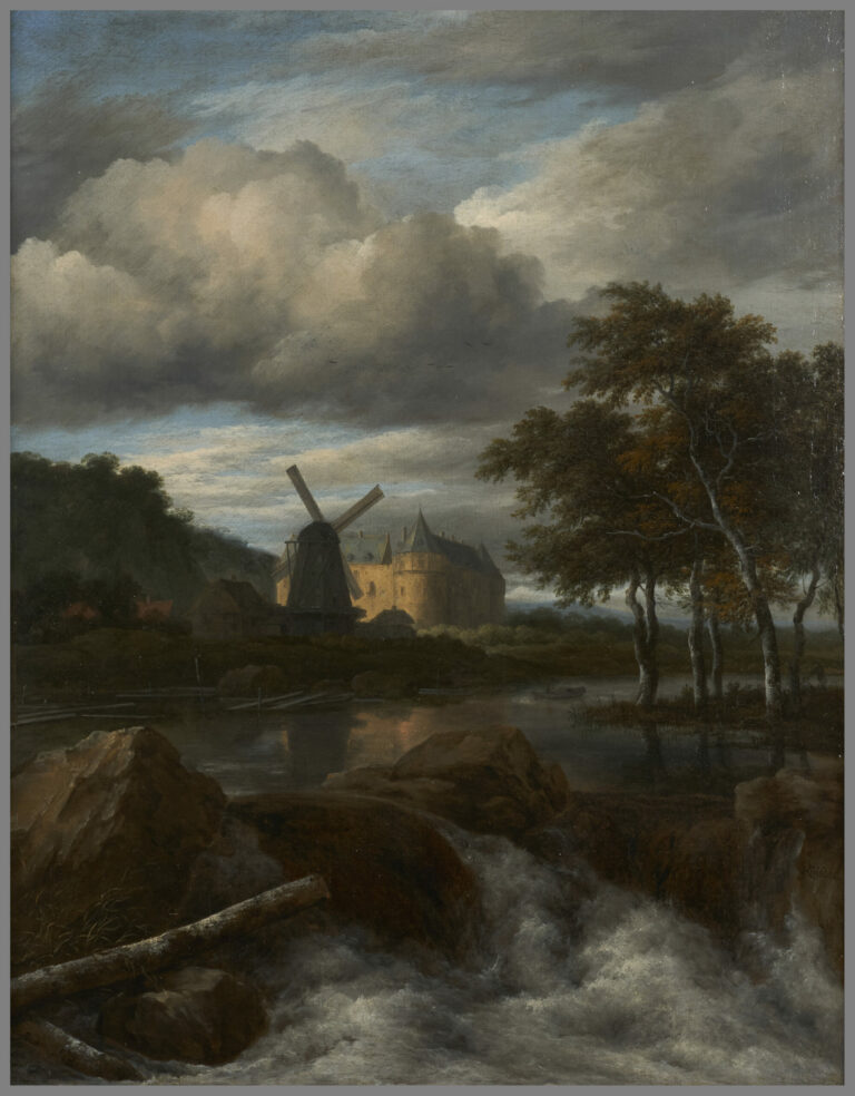 Paysage à la cascade, peint par Jacob Isaacksz Van Ruisdael entre 1656 et 1682