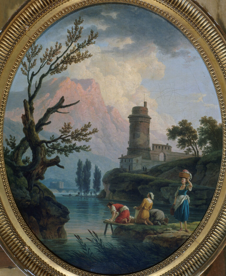 Paysage avec lavandières, peint par Jospeh Vernet en 1789