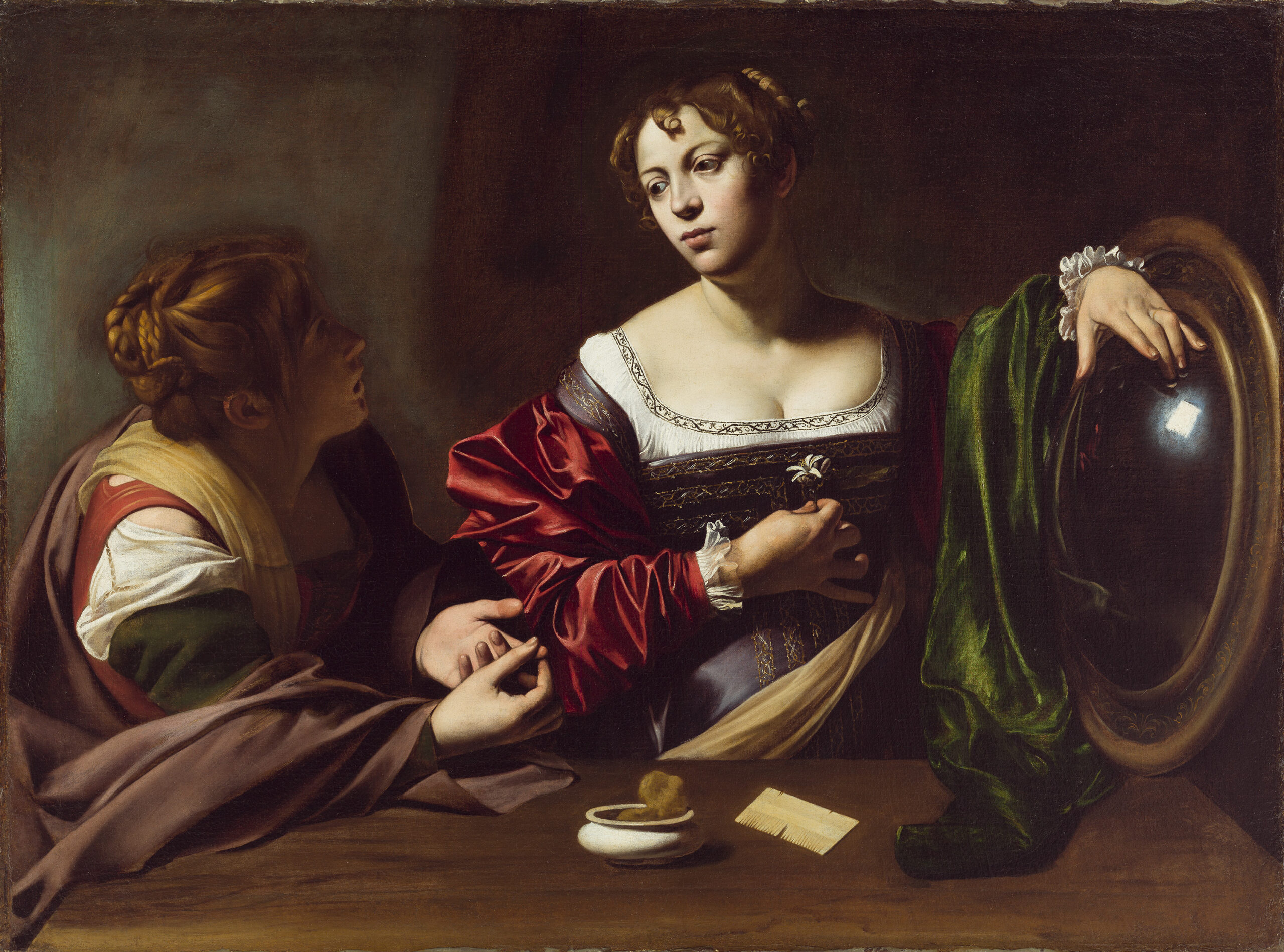 Marthe et Marie-Madeleine, vers 1598, par Michelangelo Merisi da Caravaggio, le Caravage