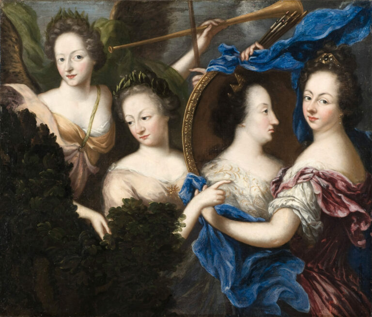 Allégorie avec autoportrait et portrait de profil d'Ulrika Éléonore l'Aînée, par Amalia von Königsmarck, en 1689, Nationalmuseum, Stockholm, Photo : Erik Cornelius, Domaine public