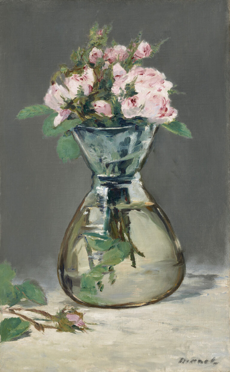 Édouard Manet, Roses mousseuses dans un vase, 1882, huile sur toile. Clark Art Institute, 1955.556