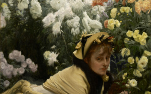James Tissot, Chrysanthemums, c. 1874–76, oil on canvas. Clark Art Institute, Acquired in honor of David S Brooke Institute Director, , 1994.2