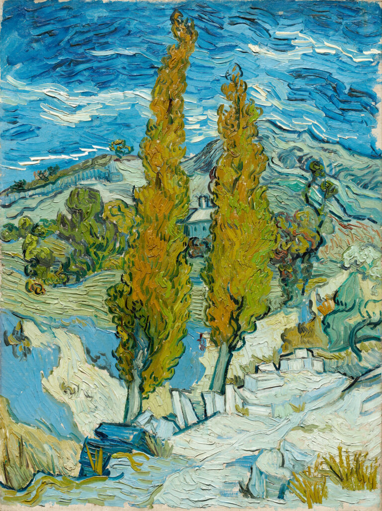 Deux peupliers dans les Alpilles près de Saint-Rémy, par Vincent van Gogh, en 1889