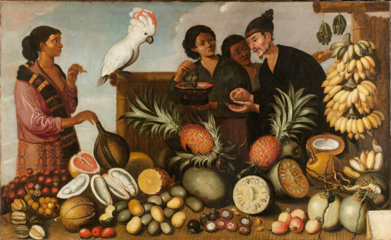 Un étal de marché à Batavia attribué à Andries Beeckman c. 1640 - c. 1666