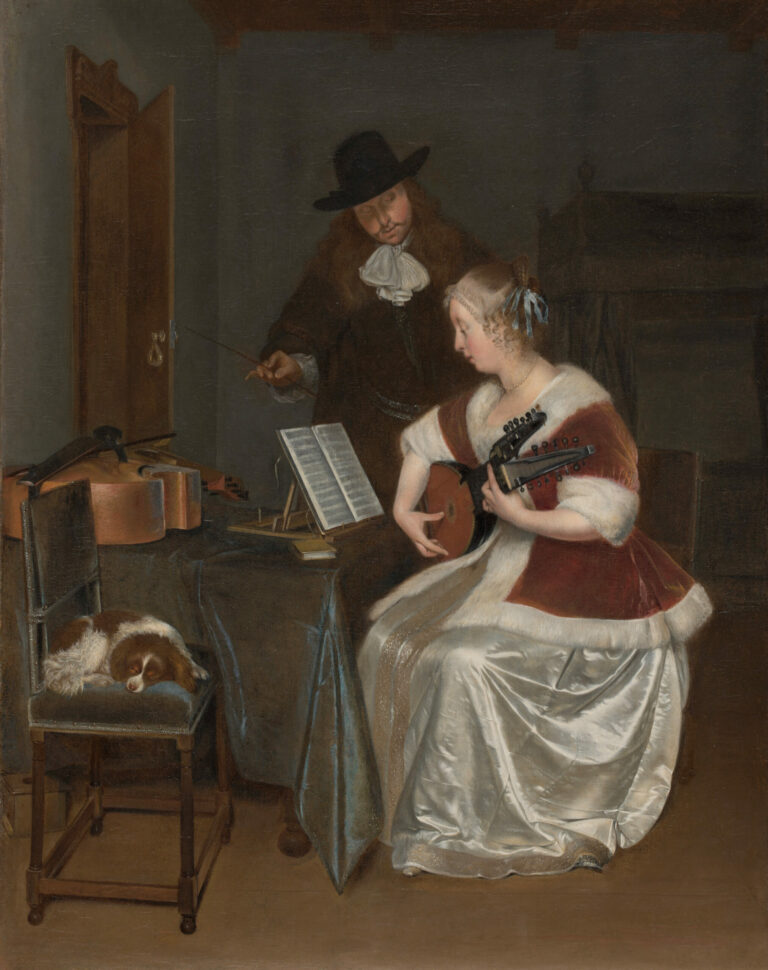 The Music Lesson, by Gerard ter Borch (Dutch, 1617-1681), circa 1670
