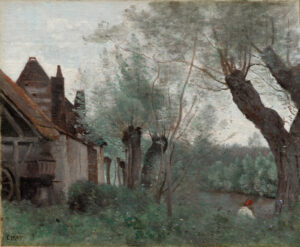 Willows and Farmhouse at Sainte-Catherine-lès-Arras, by Camille Corot, 1871