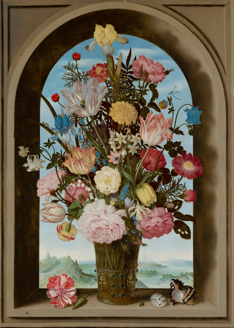Vase of Flowers in a Window, by Ambrosius Bosschaert the Elder, 1618