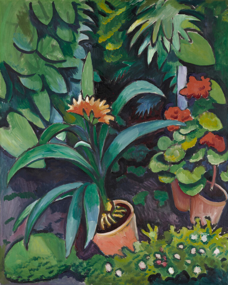 August Macke, Fleurs dans le jardin, Clivia et pélargoniums, 1911