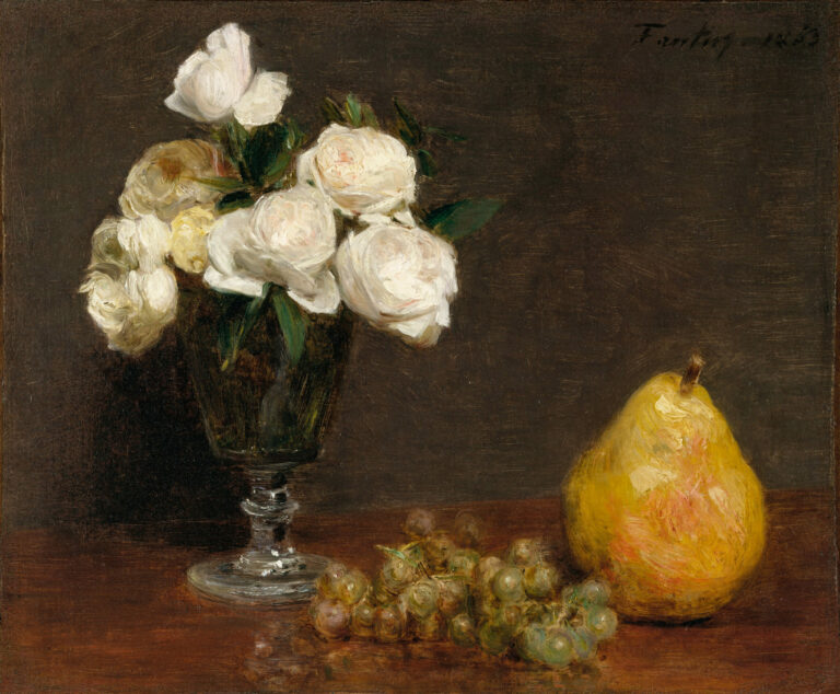 Still Life with Roses and Fruit, by Henri Fantin-Latour, 1863