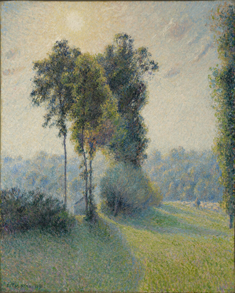 Camille Pissarro, Landscape at Saint-Charles, near Gisors, Sunset, 1891, oil on canvas. Clark Art Institute, 1955.524