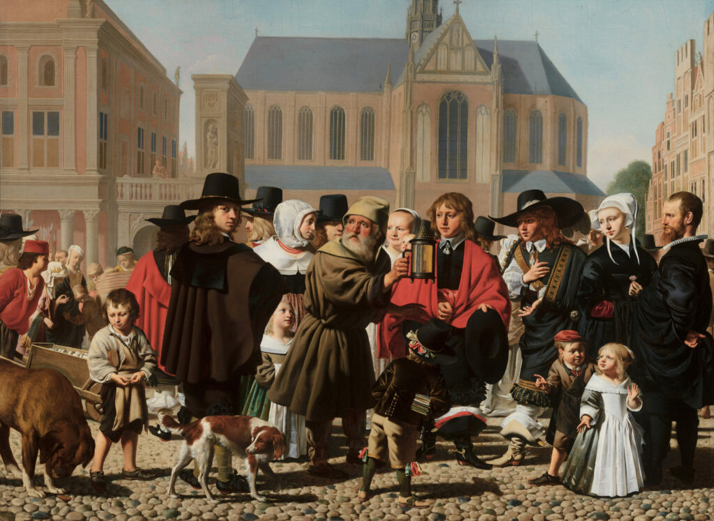 Caesar van Everdingen, Diogène à la recherche d'un honnête homme (Portrait historisé de la famille Steyn), en 1652
