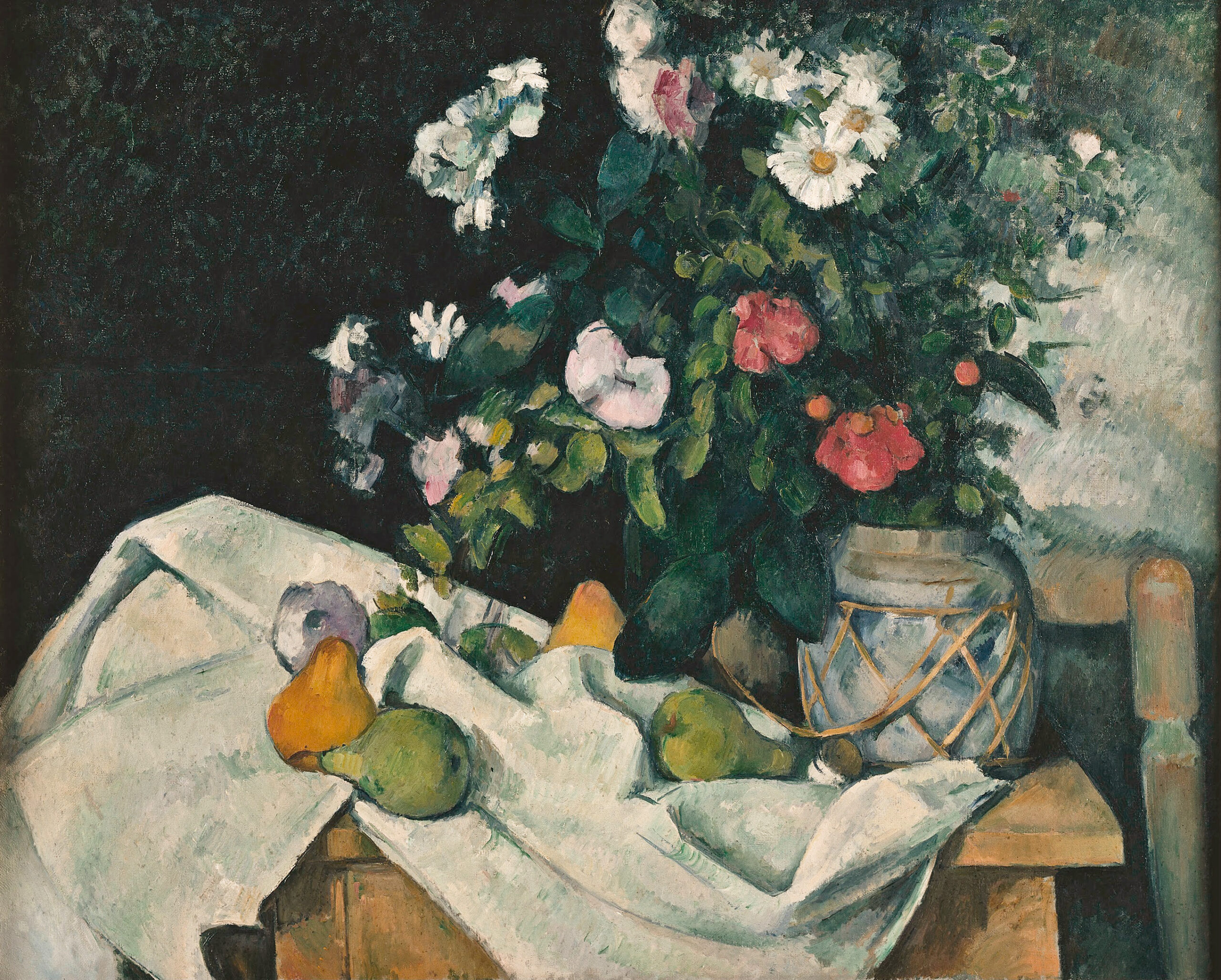 Nature morte aux fleurs et aux fruits, Paul Cézanne, vers 1890, Alte Nationalgalerie, Berlin Nature morte aux fleurs et aux fruits, Paul Cézanne, vers 1890, Alte Nationalgalerie, Berlin