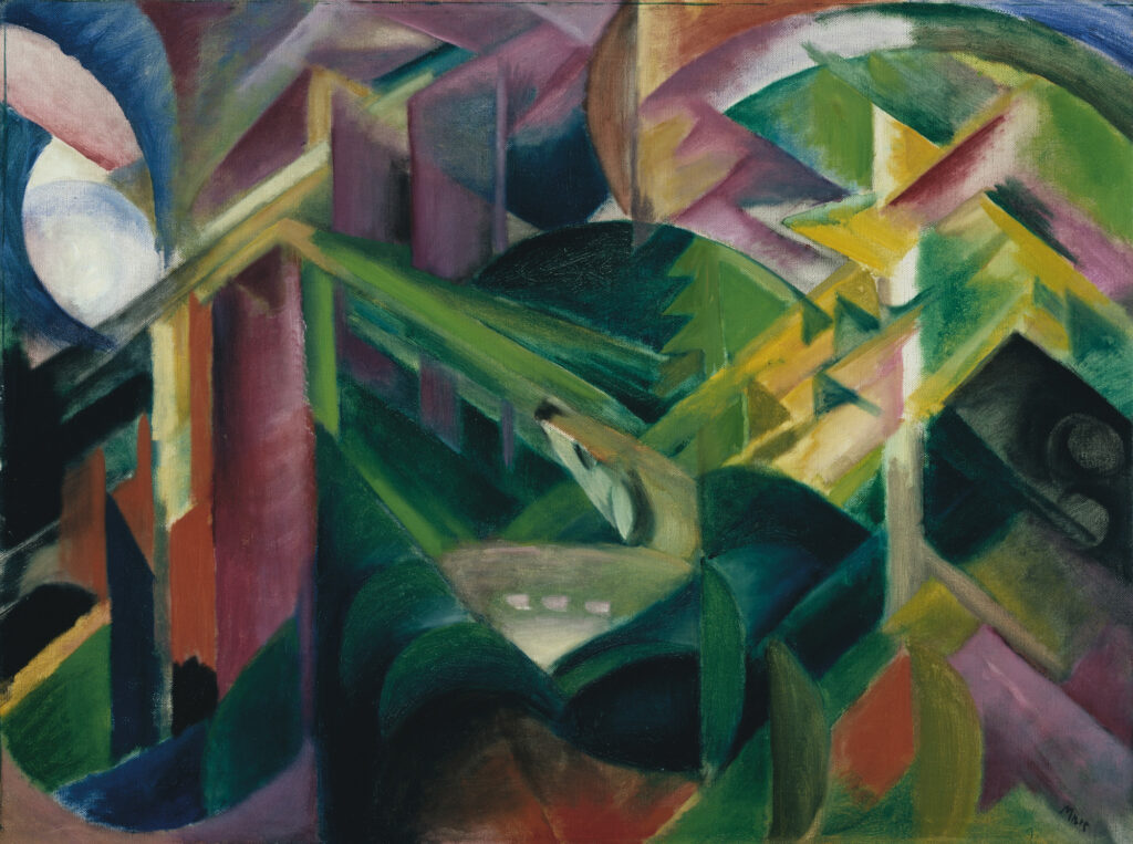 Cerf dans le jardin du monastère, Franz Marc, 1912, Städtische Galerie im Lenbachhaus und Kunstbau, Munich, Bernhard und Elly Koehler Stiftung 1965