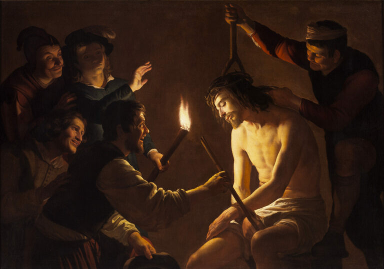 La Dérision du Christ, Gerrit van Honthorst, vers 1617, Los Angeles County Museum of Art (LACMA)