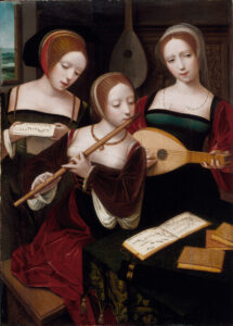 Three Musicians, by the Master of the Female Half-Lengths, circa 1530, Los Angeles County Museum of Art (LACMA)