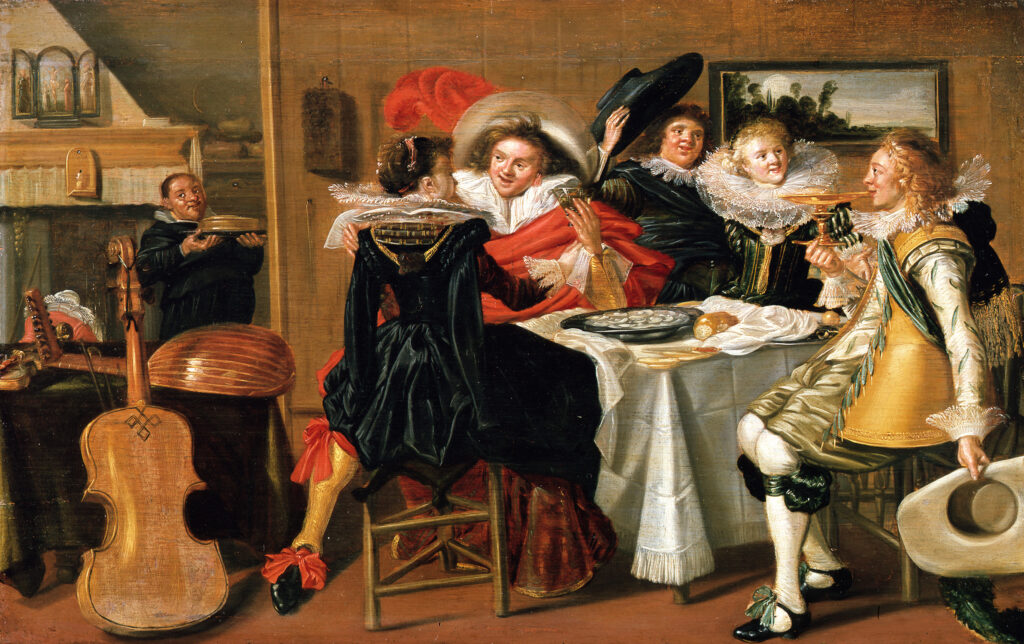 Interior with a Group of Merry People at a Table, Dirck Hals, circa 1615-1640, Staatliche Museen zu Berlin, Gemäldegalerie / Jörg P. Anders Public Domain