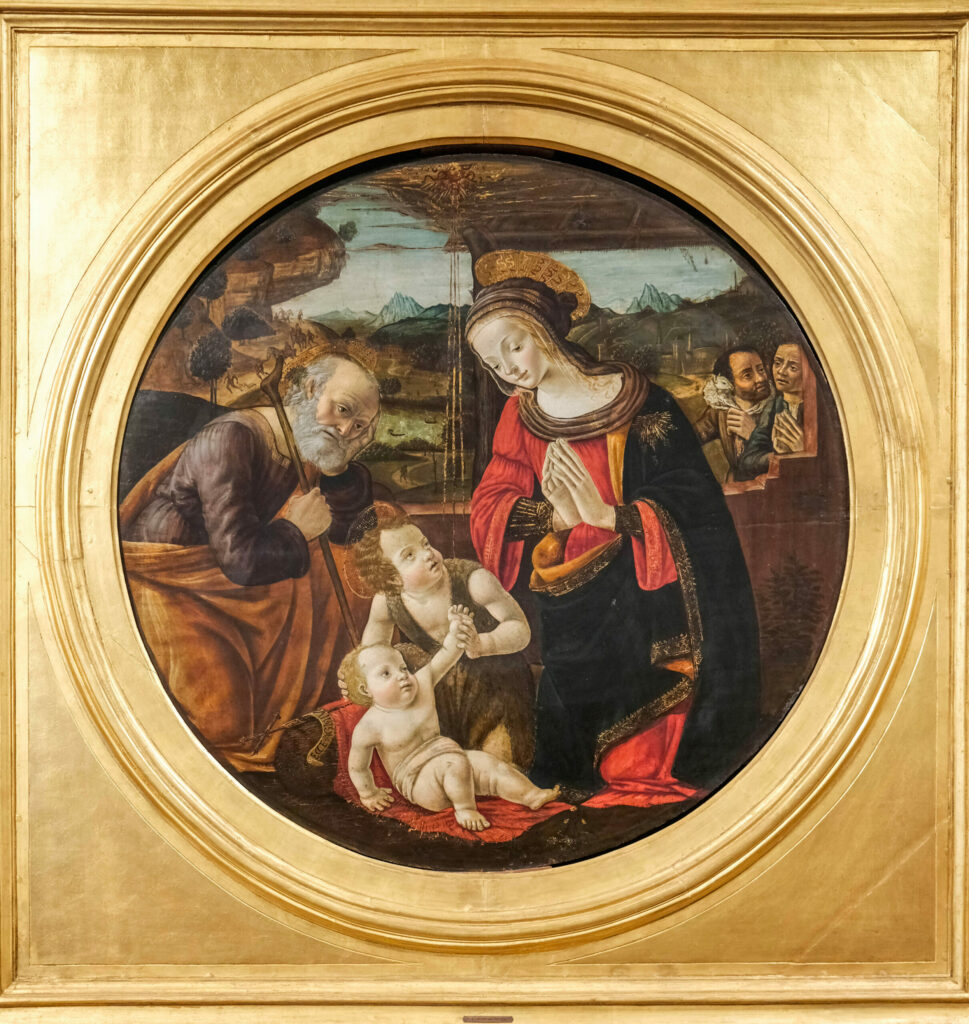 L'Adoration de l'Enfant, Maître du Tondo Borghese (photo VMuseum D.R.), fin XVe siècle, Galerie Borghèse, Rome