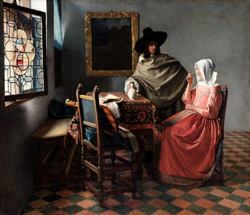The Glass of Wine, Johannes Vermeer, circa 1658-1660, Staatliche Museen zu Berlin, Gemäldegalerie / Christoph Schmidt Public Domain