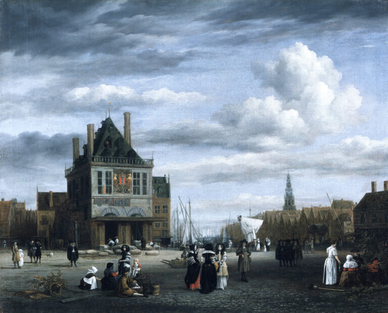 The Dam Square in Amsterdam, Jacob Isaacksz. van Ruisdael, circa 1675, Gemäldegalerie, Staatliche Museen zu Berlin
