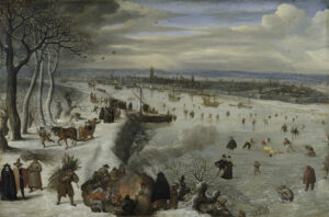 Vue d’Anvers avec l’Escaut gelé, Lucas van Valckenborch, 1593, Musée Städel, Francfort-sur-le-Main
