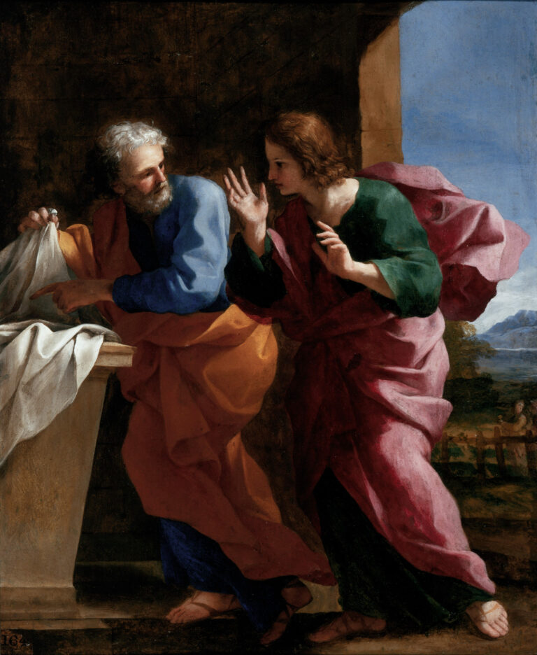 Saint Jean et Saint Pierre au tombeau du Christ, Giovanni Francesco Romanelli, vers 1640, Los Angeles County Museum of Art (LACMA)