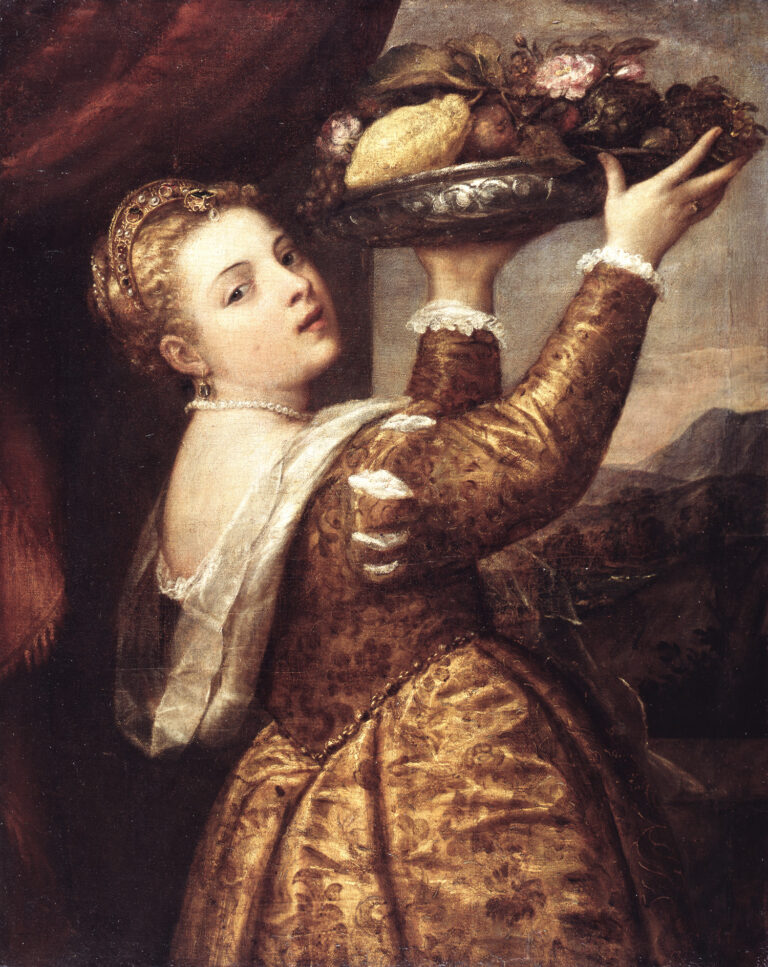 Girl with a Basket of Fruit, Titian, c. 1555, Staatliche Museen zu Berlin, Gemäldegalerie, photo Jörg P. Anders / Public Domain Mark 1.0