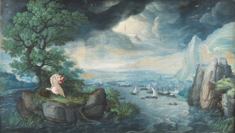 Paysage imaginaire avec saint Jean à Patmos, Hans Bol, 1564, Mauritshuis, La Haye