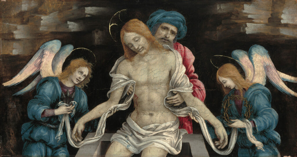 Pietà (Le Christ mort pleuré par Nicodème et deux anges), Filippino Lippi, vers 1500, National Gallery of Art, Washington