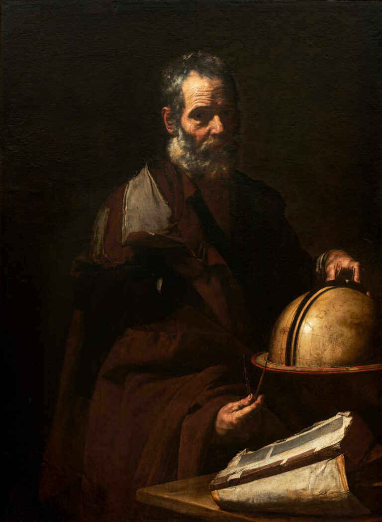 Jusepe de Ribera, Philosophe au globe (Anaxagore ?), 1630, huile sur toile. Clark Art Institute, don de la Fondation Aso O. Tavitian, 2025.1.51