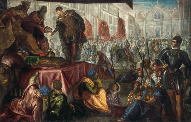 L'Élévation de Giovanni Francesco au rang de marquis de Mantoue, Jacopo Tintoretto dit Le Tintoret, vers 1578-1579, Collections de peintures de l'État de Bavière — Alte Pinakothek, Munich