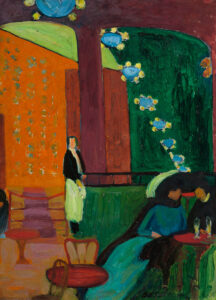 Interior with Three Figures in a Café, Erma Bossi, c. 1910, Städtische Galerie im Lenbachhaus und Kunstbau München