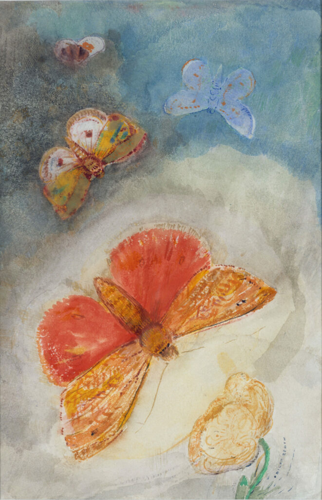 Papillons et fleur, Odilon Redon, entre 1910 et 1914, Petit Palais, musée des Beaux-Arts de la Ville de Paris (Paris Musées)