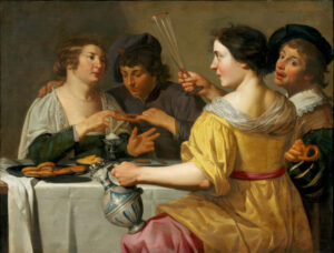 Le jeu du bretzel, Jan van Bijlert, vers 1630-1640, Centraal Museum, Utrecht