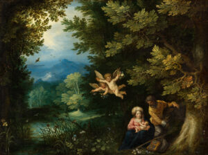 Le Repos pendant la fuite en Égypte, Jan Brueghel l'Ancien et Hans Rottenhammer, vers 1595, Mauritshuis, La Haye