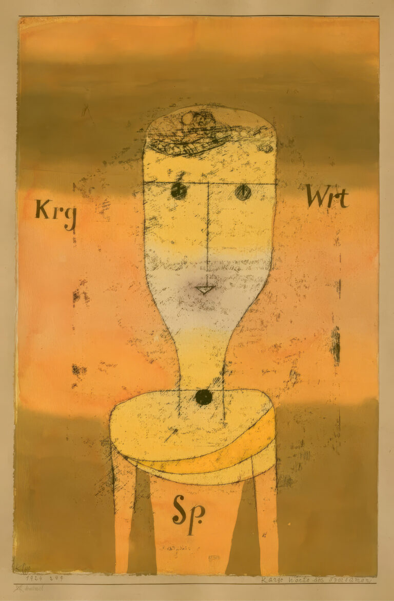 Paul Klee, Paroles éparses des économes, 1924, transfert d'huile et aquarelle sur papier marouflé sur carton, Musée Berggruen